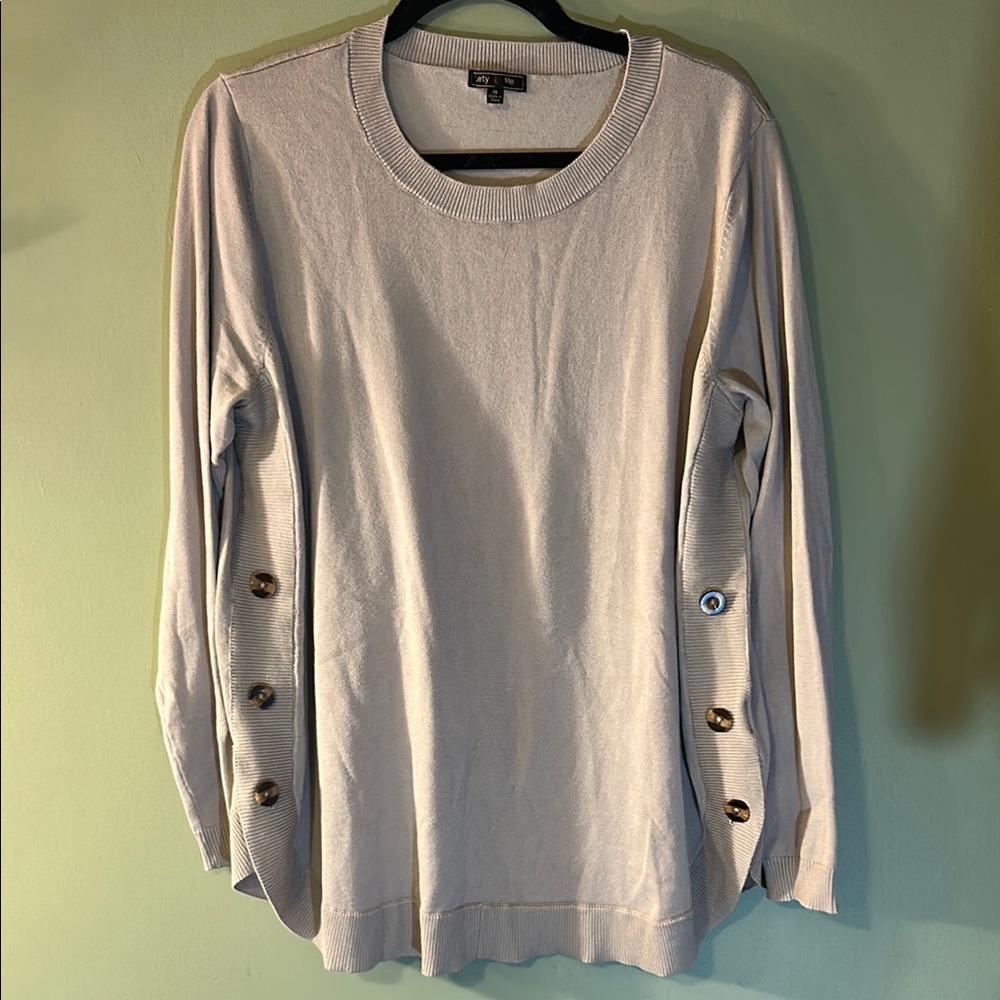 Women's Beige Sweater with Button Detail